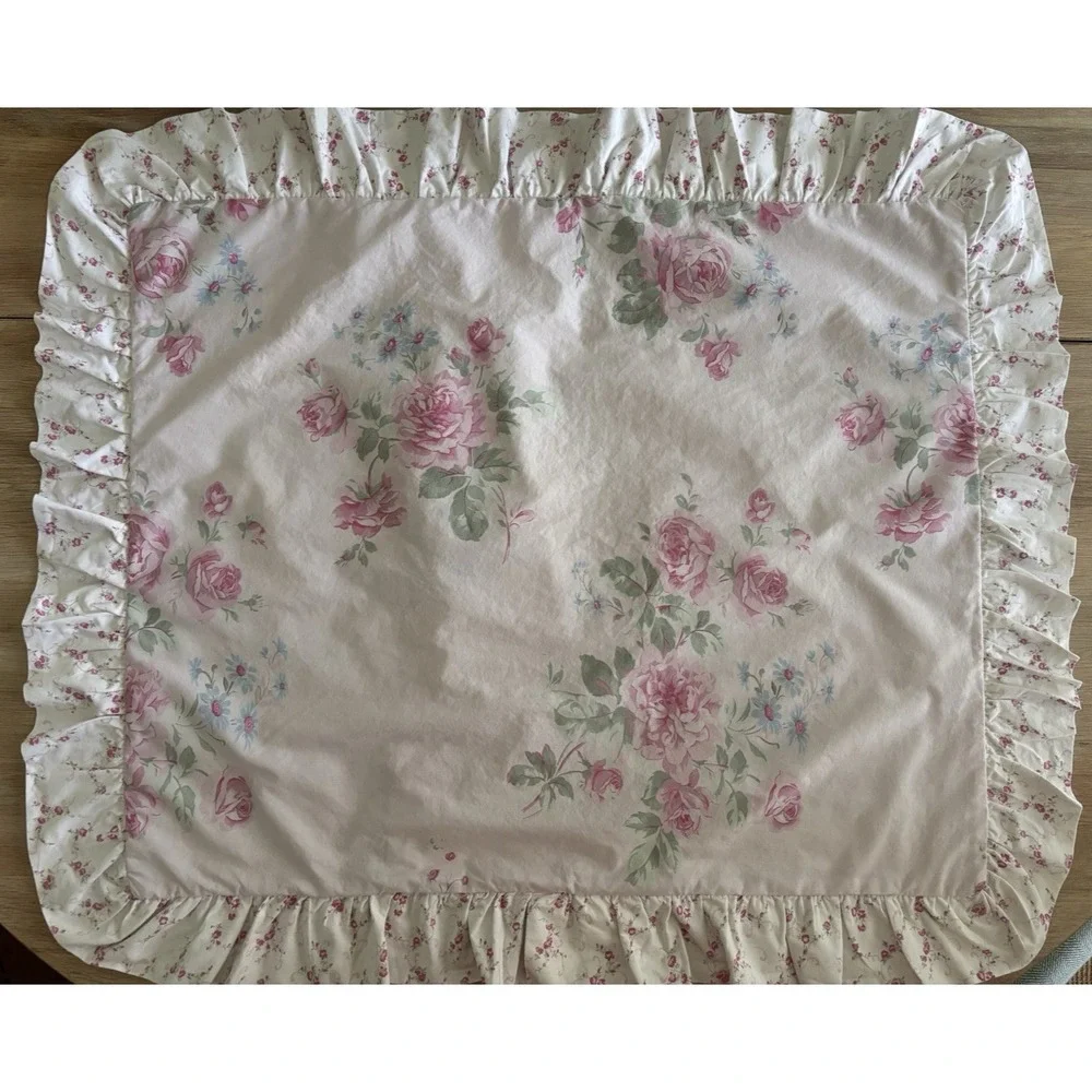 2 Simply Shabby Chic Rachel Ashwell Misty Rose Pillow Shams Standard Ruffle Pair